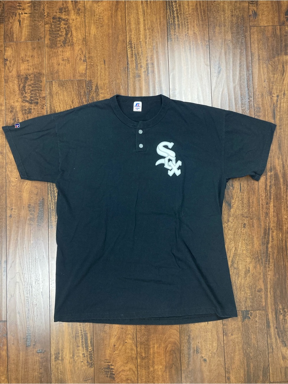 VINTAGE CHICAGO WHITE SOX Men’s Jersey Shirt Henley Black w/ Logo Size XL